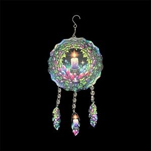 Colorful 8” Candle/Stone Wind Spinner